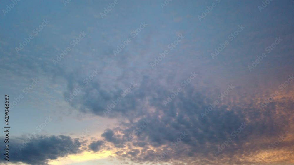 Panning shot of twilight sky, colorful cloudy sky.