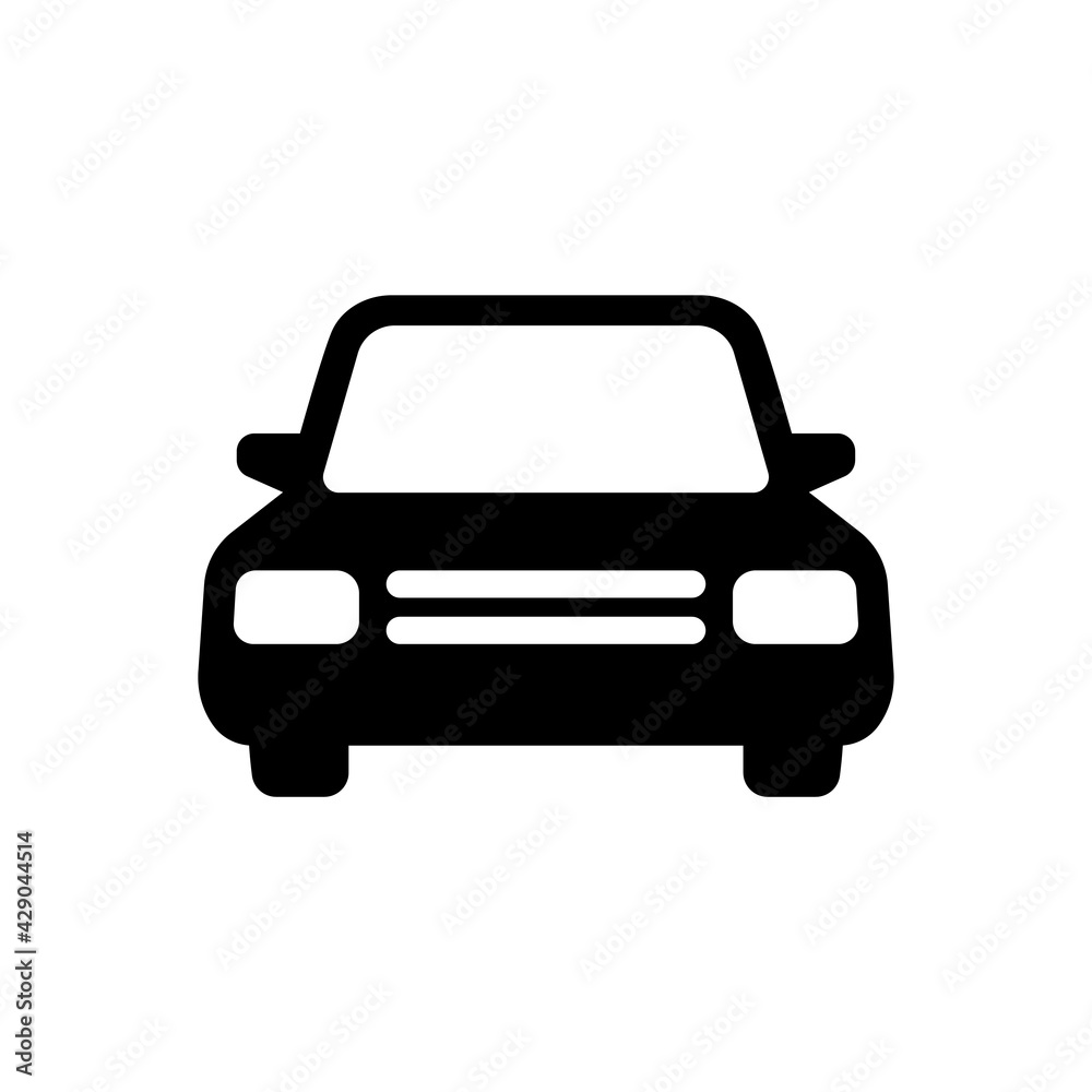 Car icon. Black silhouette. Front view. Vector simple flat graphic illustration. The isolated object on a white background. Isolate.