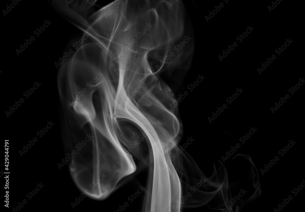 swirling movement of white smoke group, abstract line Isolated on black background swirling movement of white smoke group, abstract line Isolated on black background