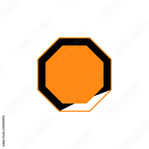 octagon shaped frame in black and orange vector