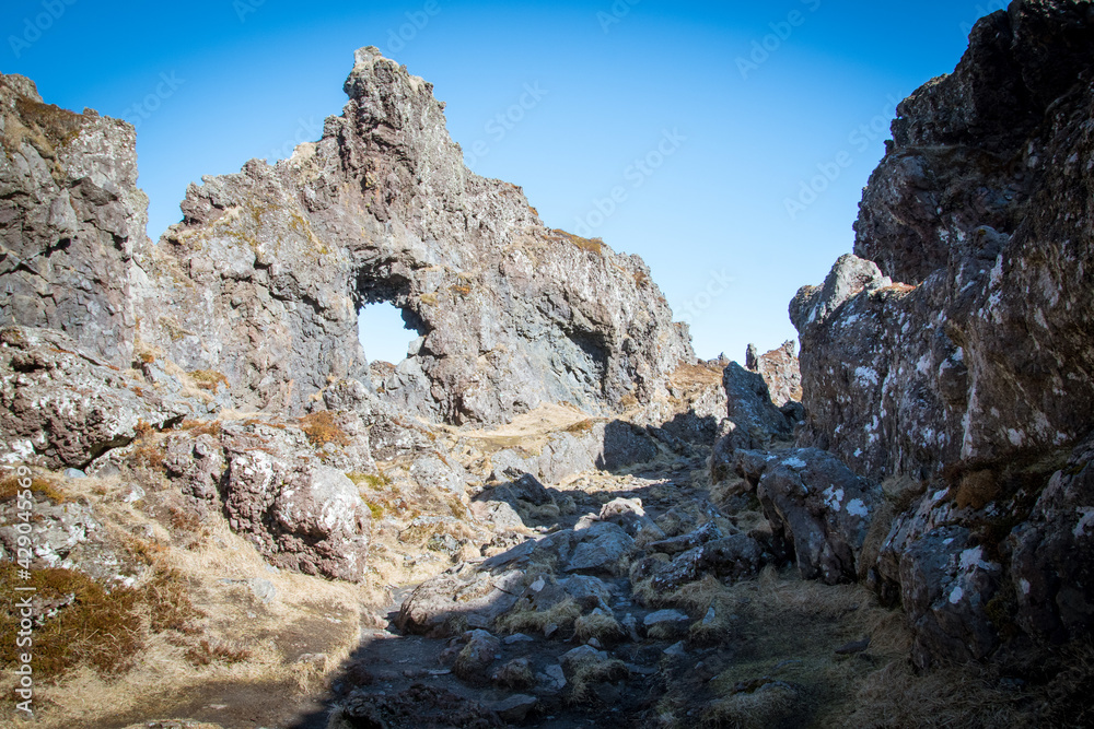 Iceland rock wall