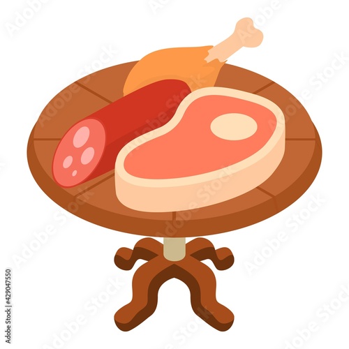 Meat food icon. Isometric illustration of meat food vector icon for web