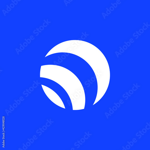 sphere icon in white color and blue background, editable vector