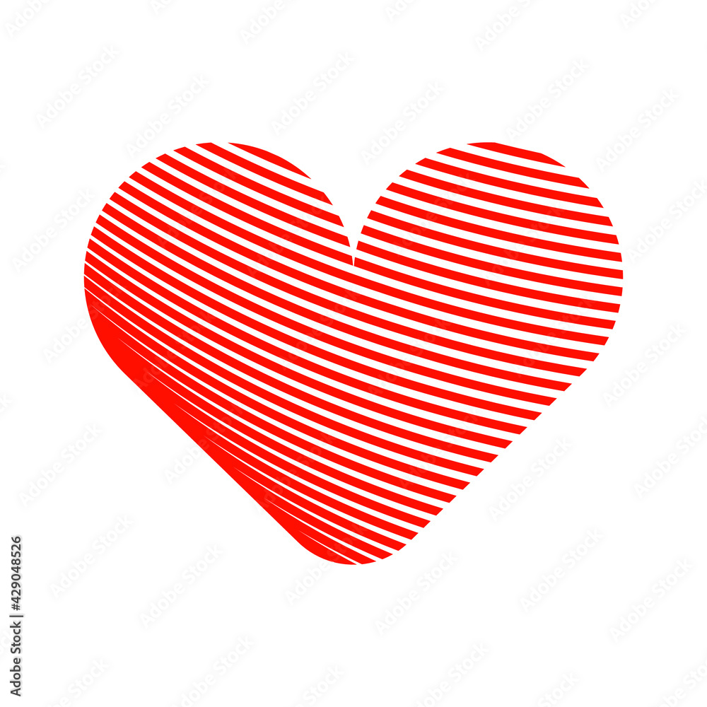 Obraz premium curved red lines forming a heart, editable vector
