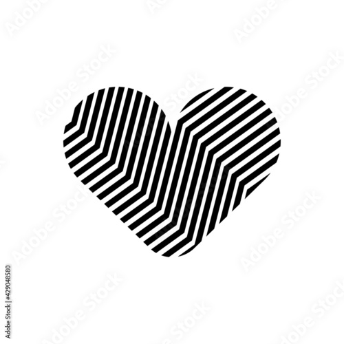 truncated lines in heart shape, editable vector