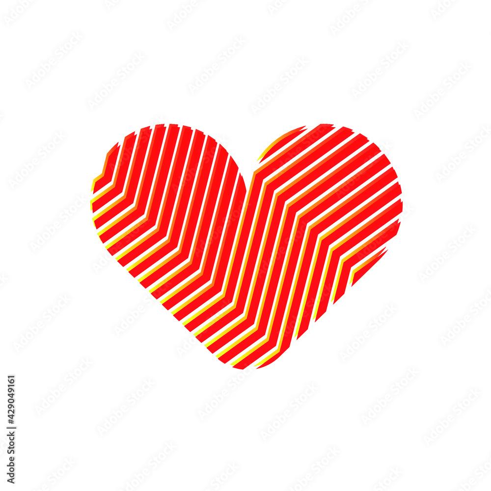 red and yellow lines texture heart, editable vector red and yellow lines texture heart, editable vector