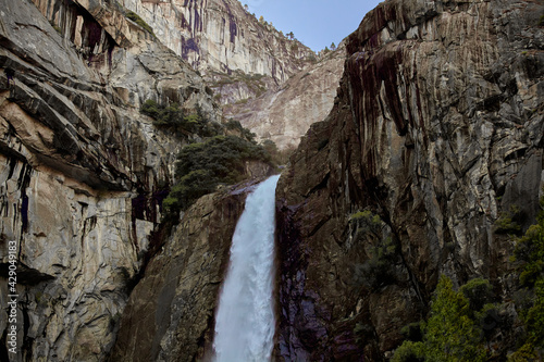 Yosemite Falls Waterfall Top of Bottom Half Rock Detail