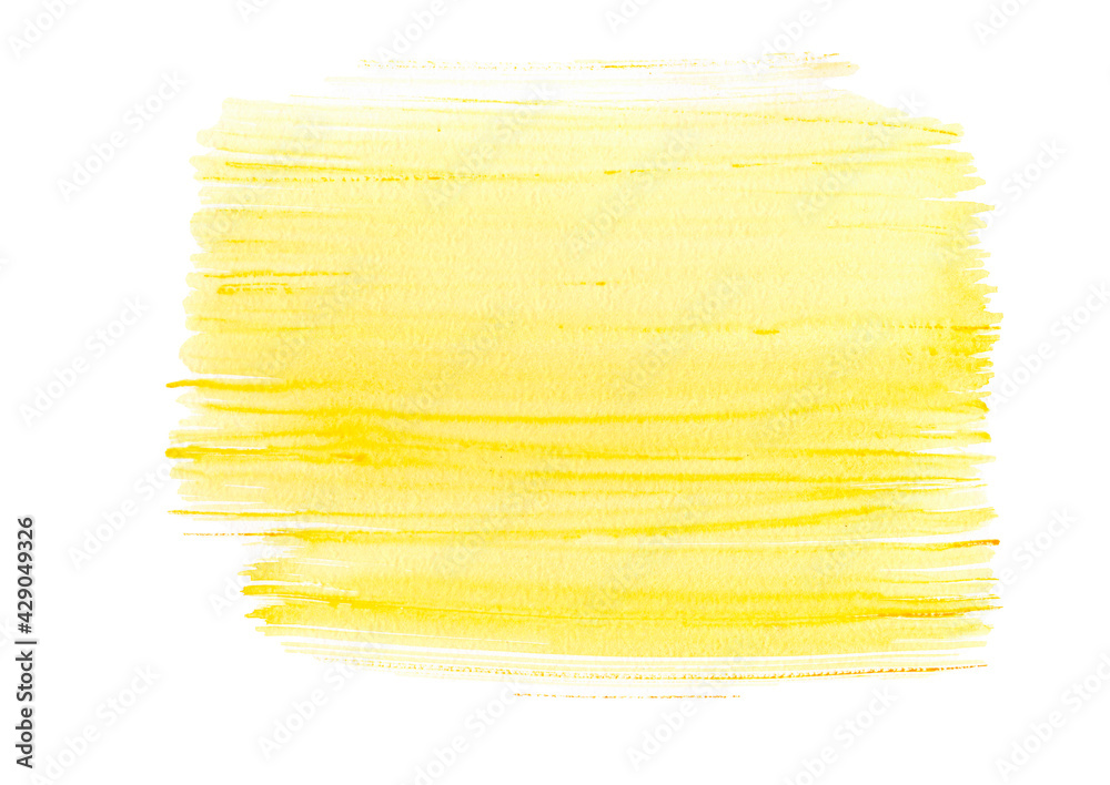 Yellow watercolor brushstroke texture and background. Great basic of print, badge, party invitation, banner, tag..