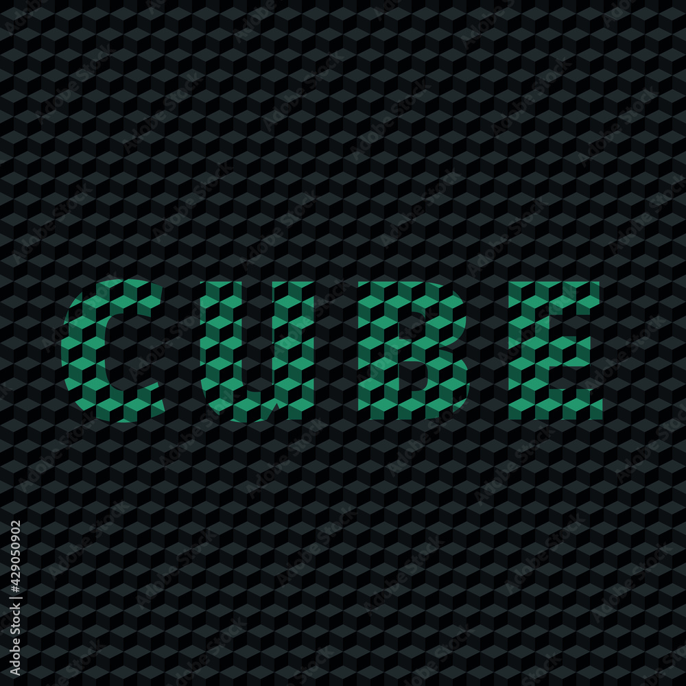 text of the word Cube, in capital letter on texture in rigid and strong black color