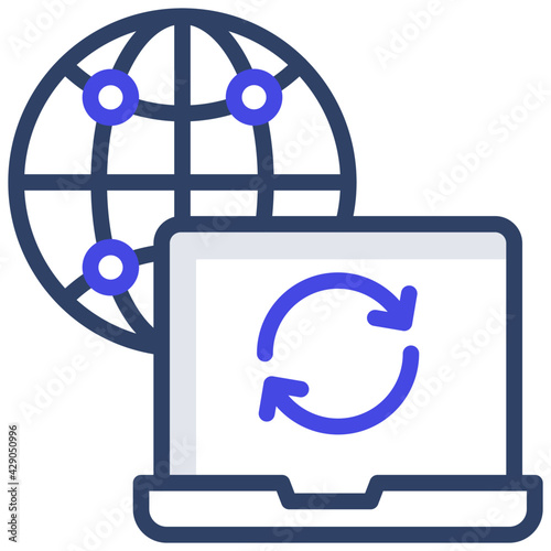     A flat design, icon of laptop restore