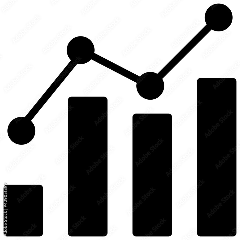 A solid design, icon of polyline chart A solid design, icon of polyline chart