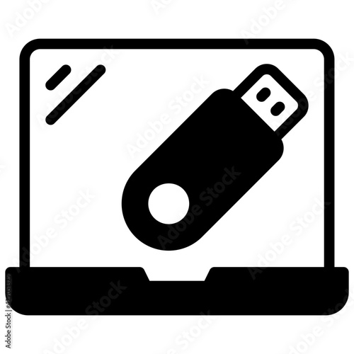 A solid design, icon of online usb