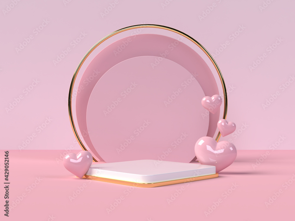3D abstract render.Beauty products set for Cosmetic and skincare Packaging mockup minimal design on pink pastel background 3D abstract render.Beauty products set for Cosmetic and skincare Packaging mockup minimal design on pink pastel background