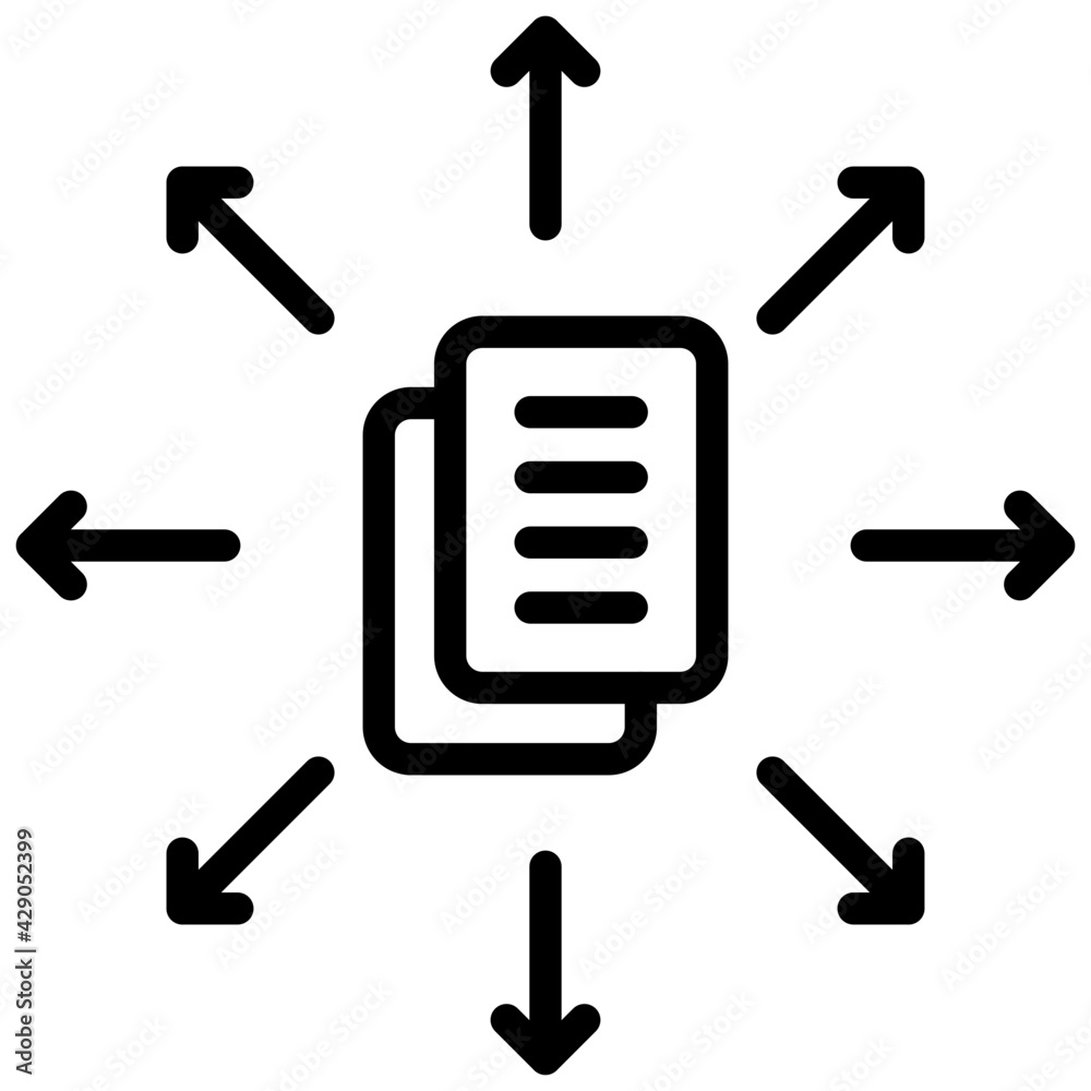 An outline design, icon of content distribution An outline design, icon of content distribution