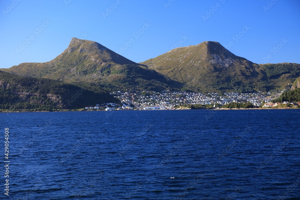 Norway town of Maloy (Vagsoy island). Fishing port in Vestland county of Norway. Norway town of Maloy (Vagsoy island). Fishing port in Vestland county of Norway.