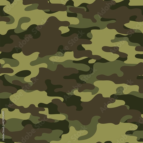 Texture military green camouflage repeat print. Seamless army pattern. Modern