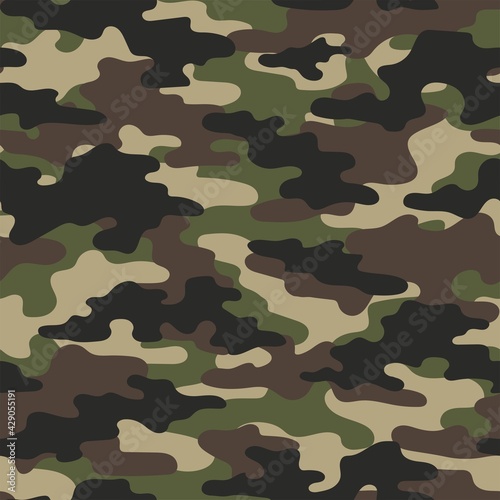 camouflage pattern military green texture on textile. Repeat print. Fashionable background. Vector
