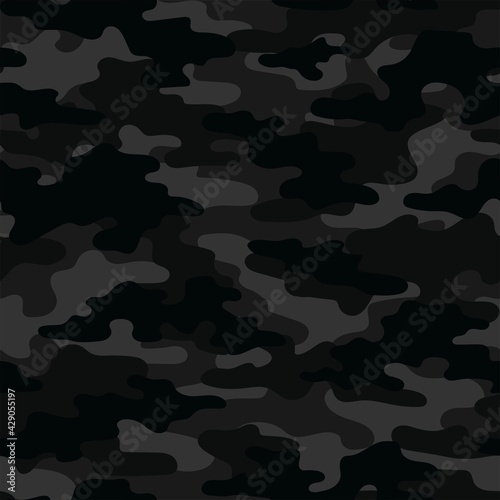 dark camouflage pattern military texture on textile. Repeat print. Fashionable background. Vector