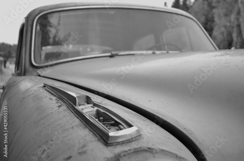 car in black and white