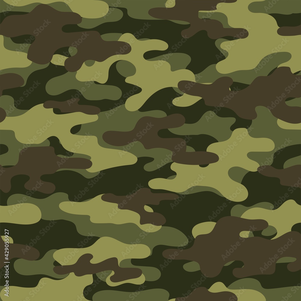 Fototapeta premium green Military camouflage seamless pattern. Four colors. Forest style. Vector design.