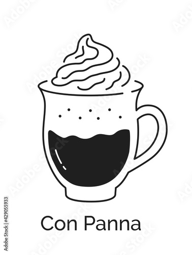 Line art Con Panna coffee cup