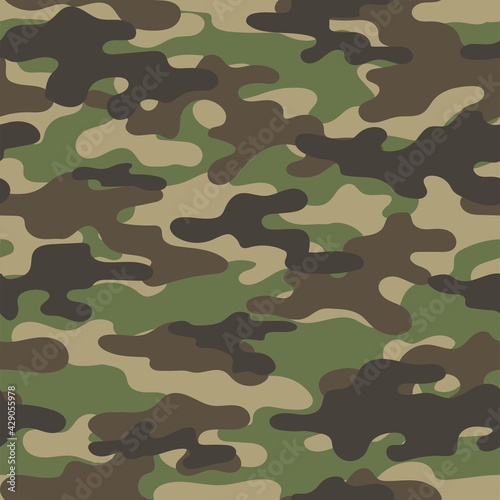 Camouflage classic seamless pattern. Abstract camo. Military green texture. Print on fabric on textiles. Vector illustration