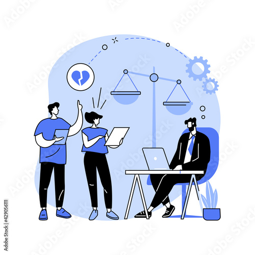Divorce lawyer service abstract concept vector illustration.