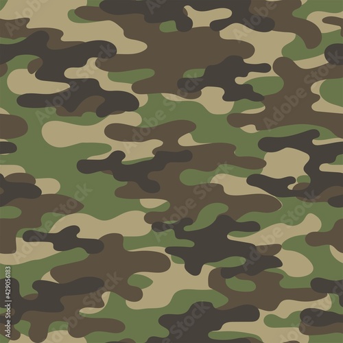 green Camouflage classic seamless pattern. Abstract camo. Military texture. Print on fabric on textiles. Vector illustration