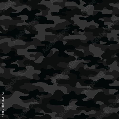 dark Military vector camouflage hunting background seamless print.