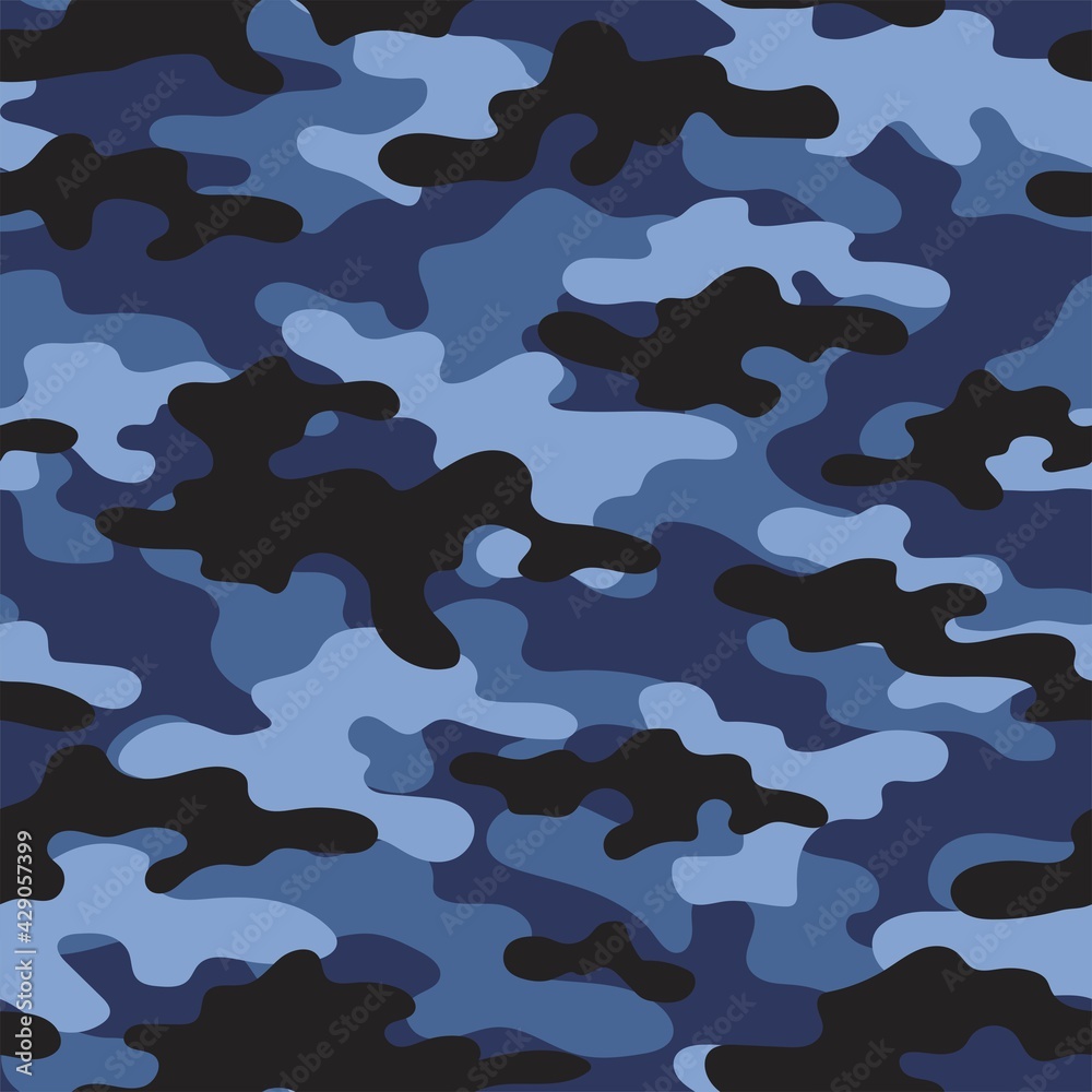 Blue Camouflage Seamless Pattern.military Camo.army Background.print On  Clothing.modern Design Stock Vector | Adobe Stock