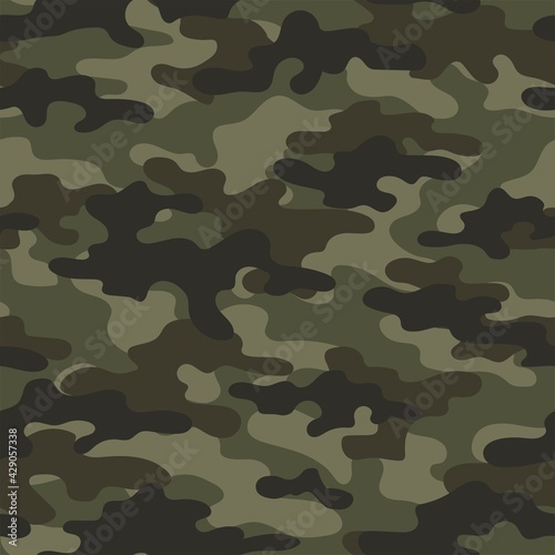 Abstraction military green camouflage khaki pattern vector graphics modern hunting background.