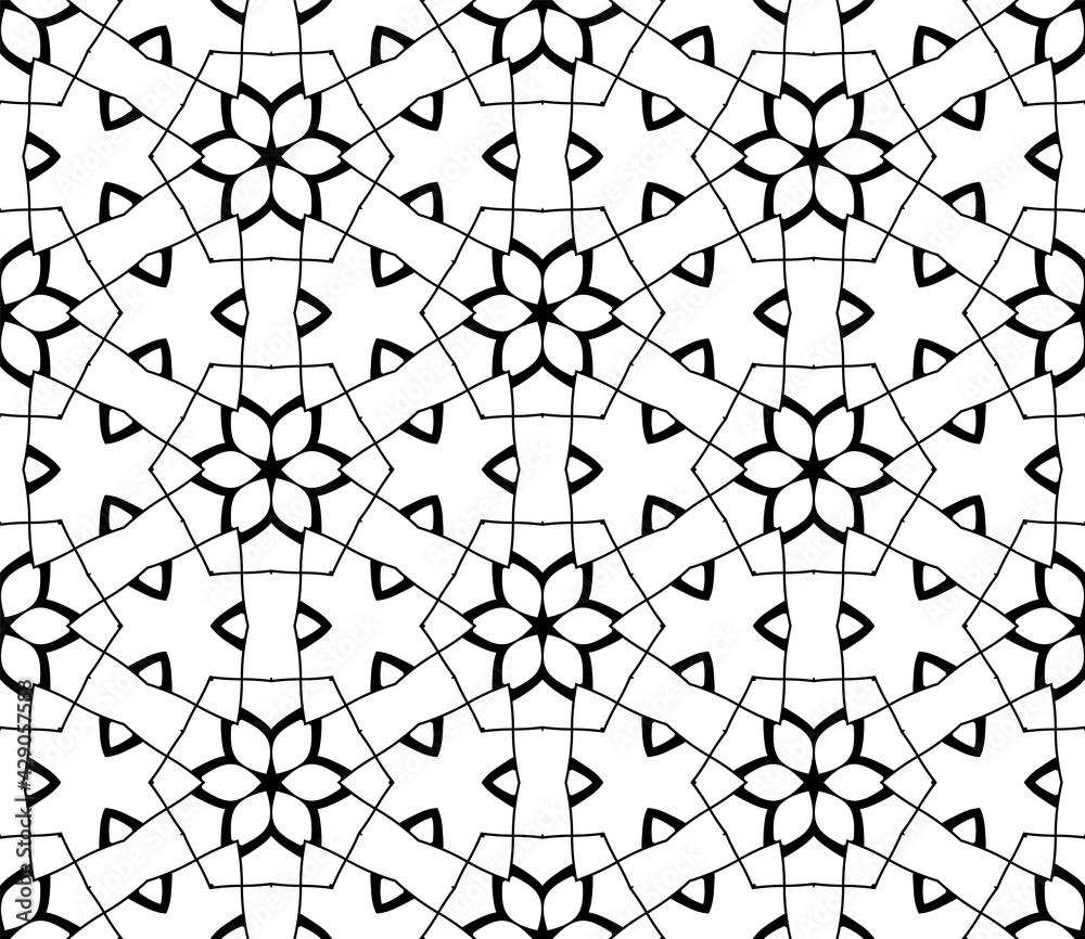 Obraz premium Abstract colorful doodle flower seamless pattern. Floral background. Mosaic, tile of thin line ornament.
