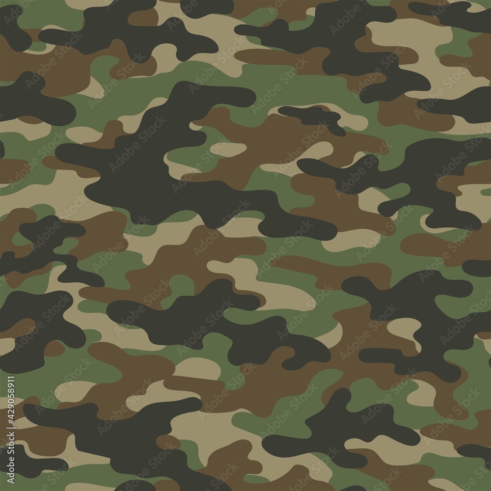 Fototapeta premium green Abstract seamless camouflage pattern for printing clothes, fabrics. Army background. Vector design.