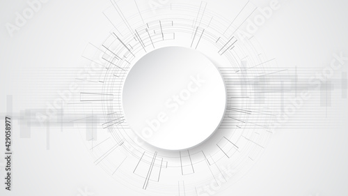  Grey white Abstract technology background with various technology elements Hi-tech communication concept innovation background Circle empty space for your text
