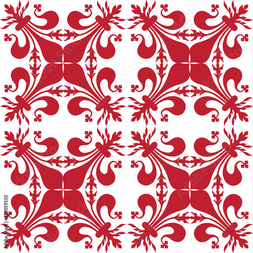 Fotomurale Pattern background with red florentine lily