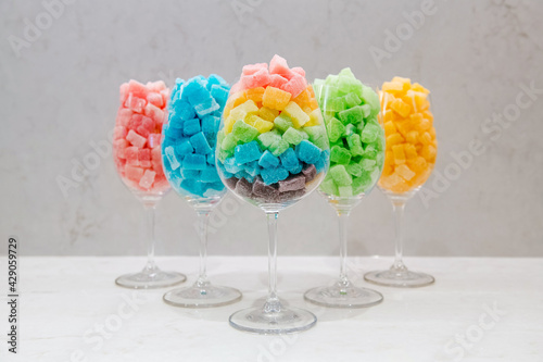 Colorful cannabis edible gummy bear candies