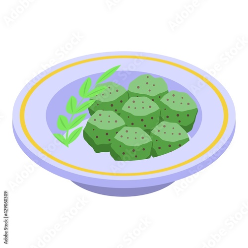 Green exotic falafel icon. Isometric of Green exotic falafel vector icon for web design isolated on white background