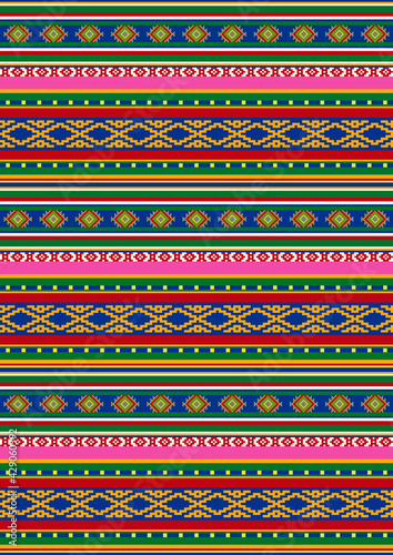 Tribal vector seamless pattern. Bright colorful geometric striped ornament. Ethnic, boho style. Mexican blanket pattern. Serape design for Cinco de Mayo party decor