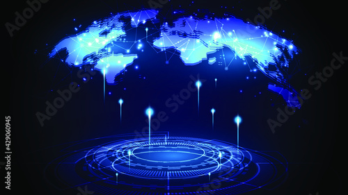 Global network connection World map abstract technology background global business innovation concept