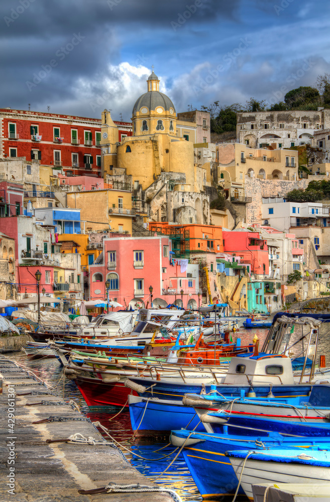 Corricella on the Island of Procida, Bay of Naples, Italy