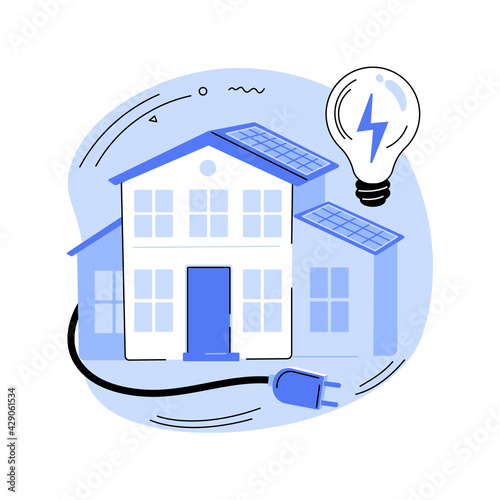 Energy-plus house abstract concept vector illustration.