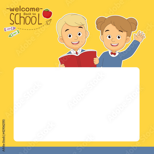 Cartoon children back to school background