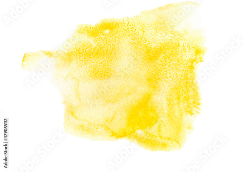 Hand painted abstract yellow watercolor on white background.