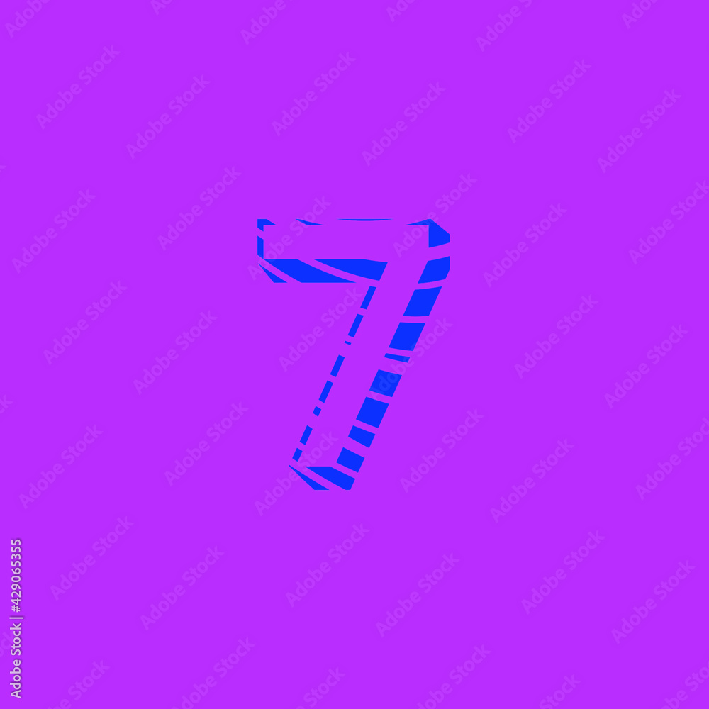 number 7 seven, with organic curved lines texture, vector number 7 seven, with organic curved lines texture, vector