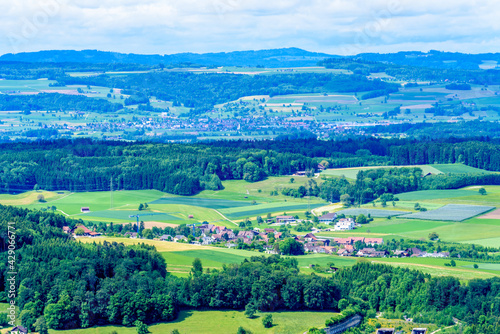 Zurich suburbs, swiss villages overlook from Uetliberg