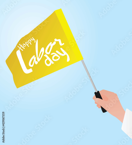 Hand hold labor day flag. vector