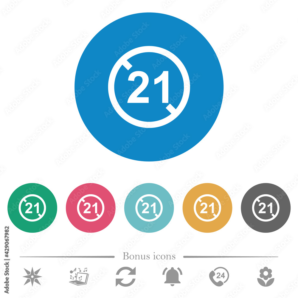 Not allowed under 21 flat round icons Not allowed under 21 flat round icons