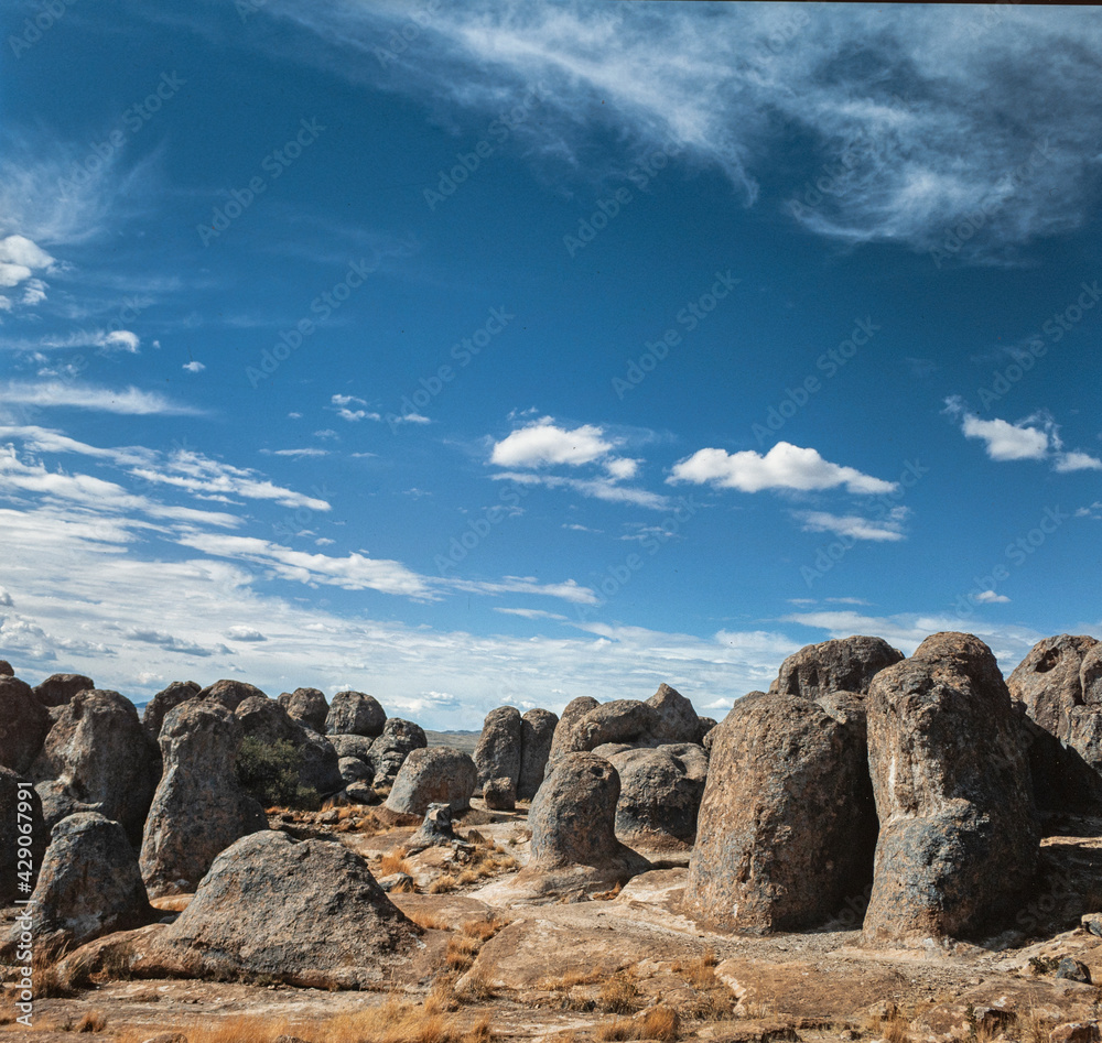 City of Rocks State Park New Mexico USA. Near Deming. Rocks in landscape.