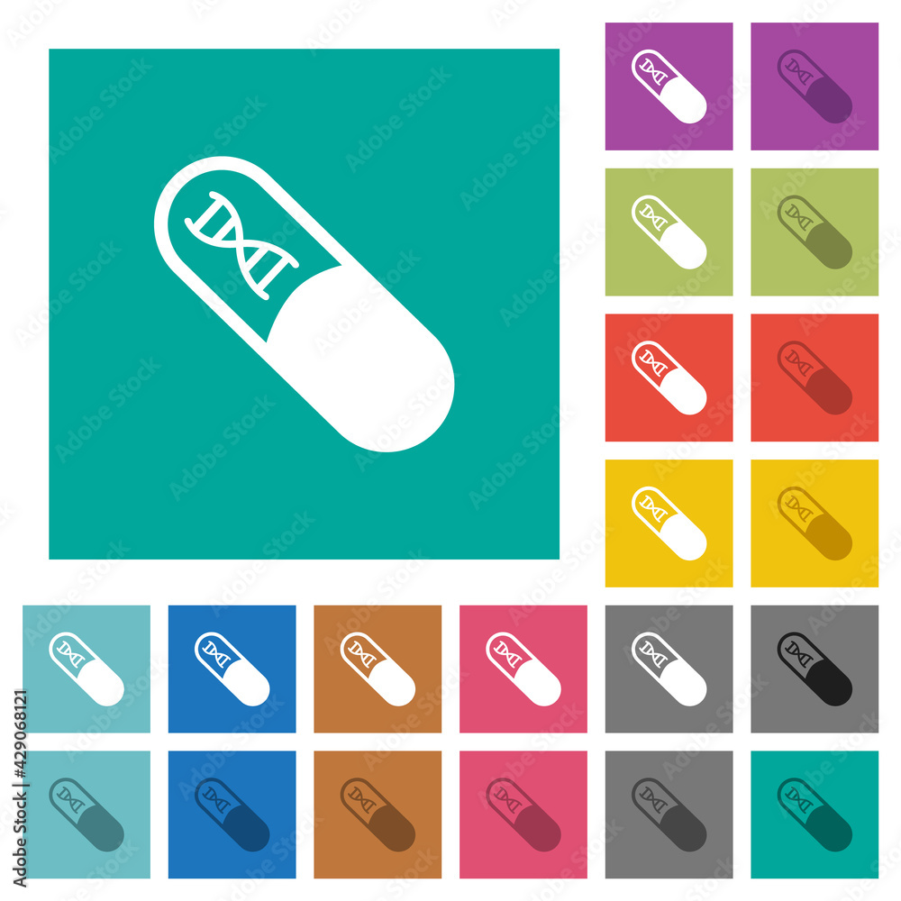 Medicine with dna molecule square flat multi colored icons Medicine with dna molecule square flat multi colored icons