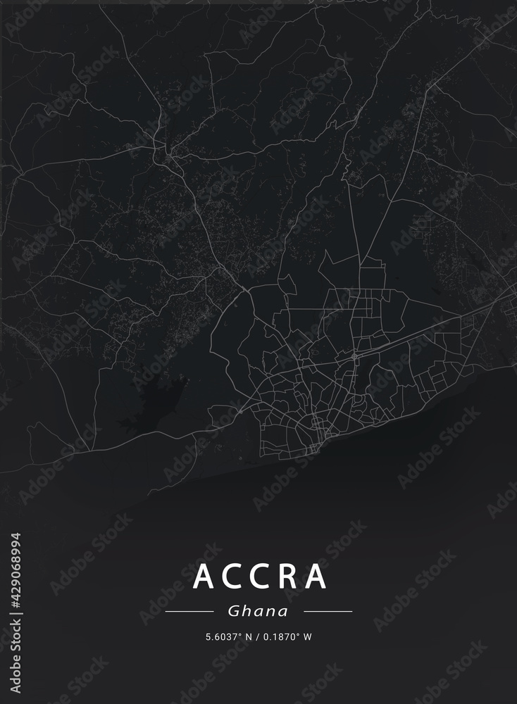 Map of Accra, Ghana